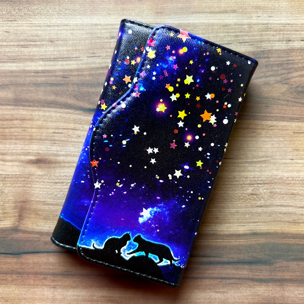 星空デートな猫のキーケース 猫 黒猫 キーケース 宇宙