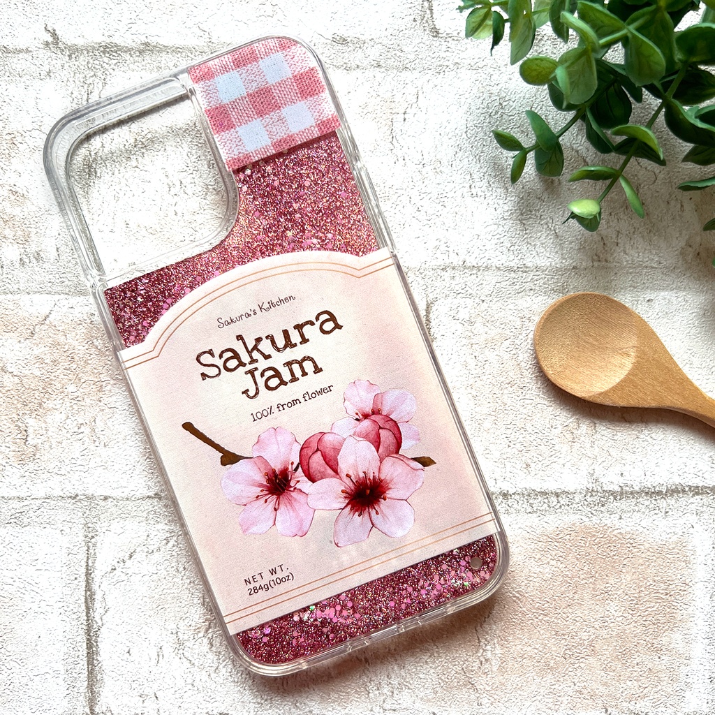 桜ジャムのグリッターケース iphone17 air iPhone14 iphone15 桜 花 春 グリッター キラキラ SE3 第3世代 iPhone16e