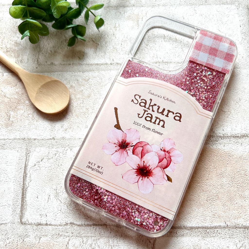 桜ジャムのグリッターケース iphone17 air iPhone14 iphone15 桜 花 春 グリッター キラキラ SE3 第3世代 iPhone16e