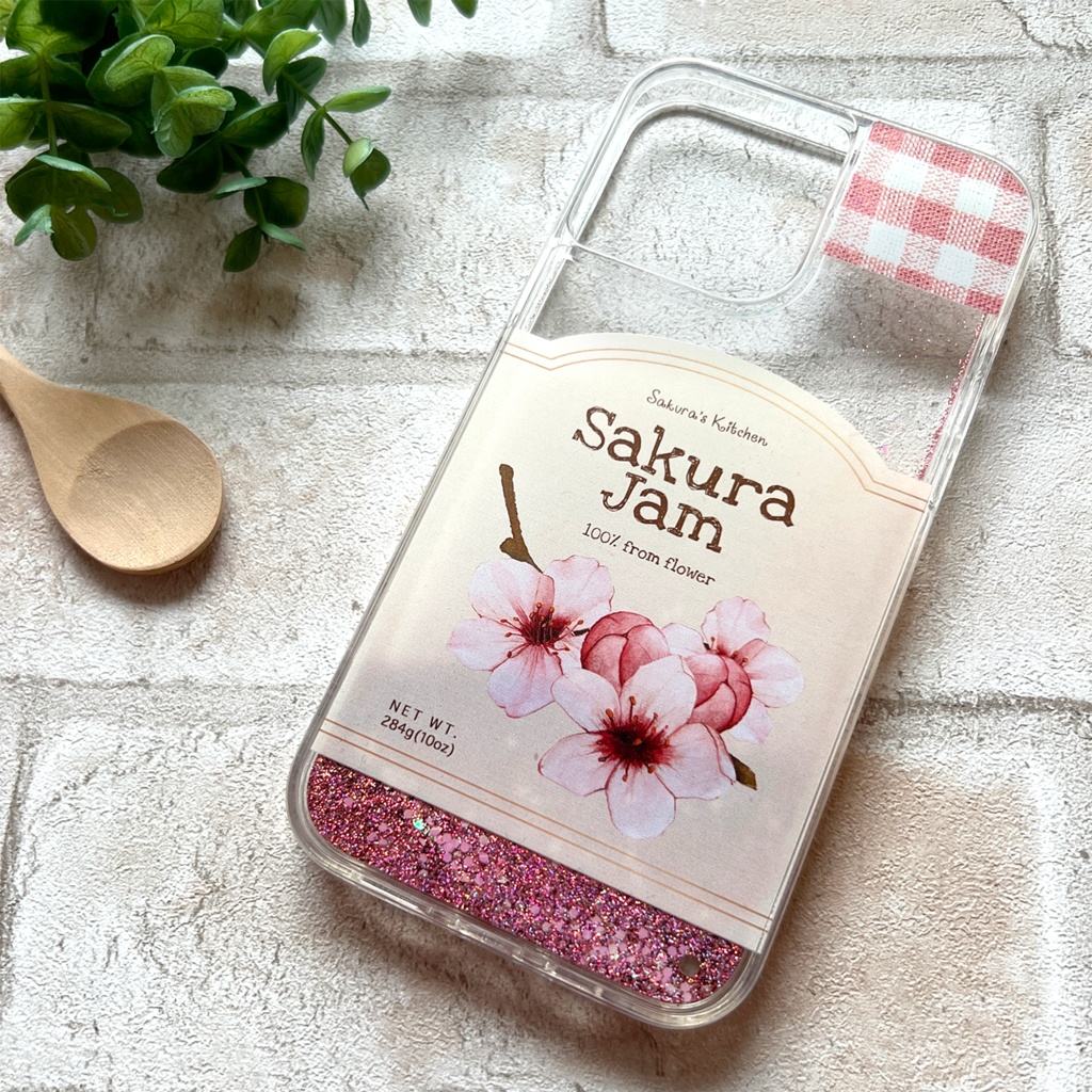 桜ジャムのグリッターケース iphone17 air iPhone14 iphone15 桜 花 春 グリッター キラキラ SE3 第3世代 iPhone16e