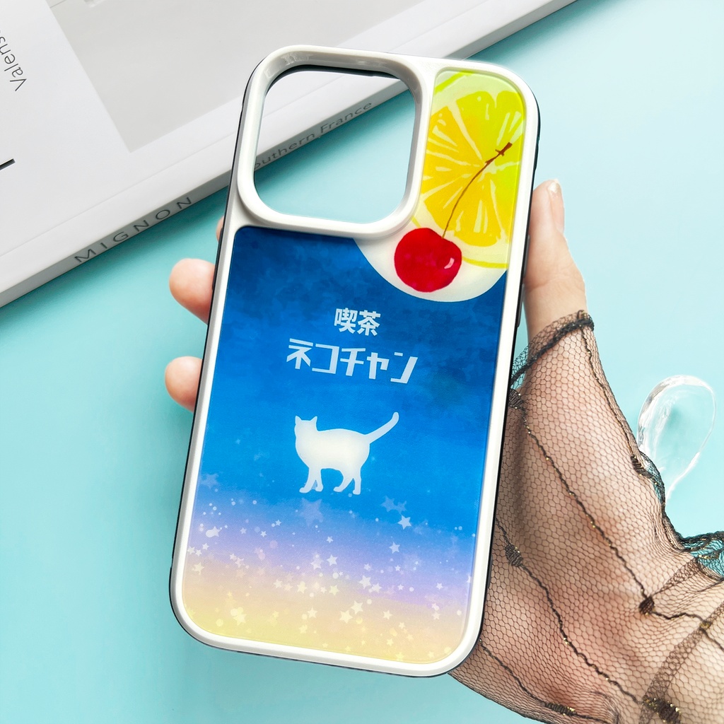 猫と夜明けのレモンスカッシュ 強化ガラス スマホケース 猫 メンズ iPhone17e Air iphone15 iphone13 iphone14 SE3 XR 他
