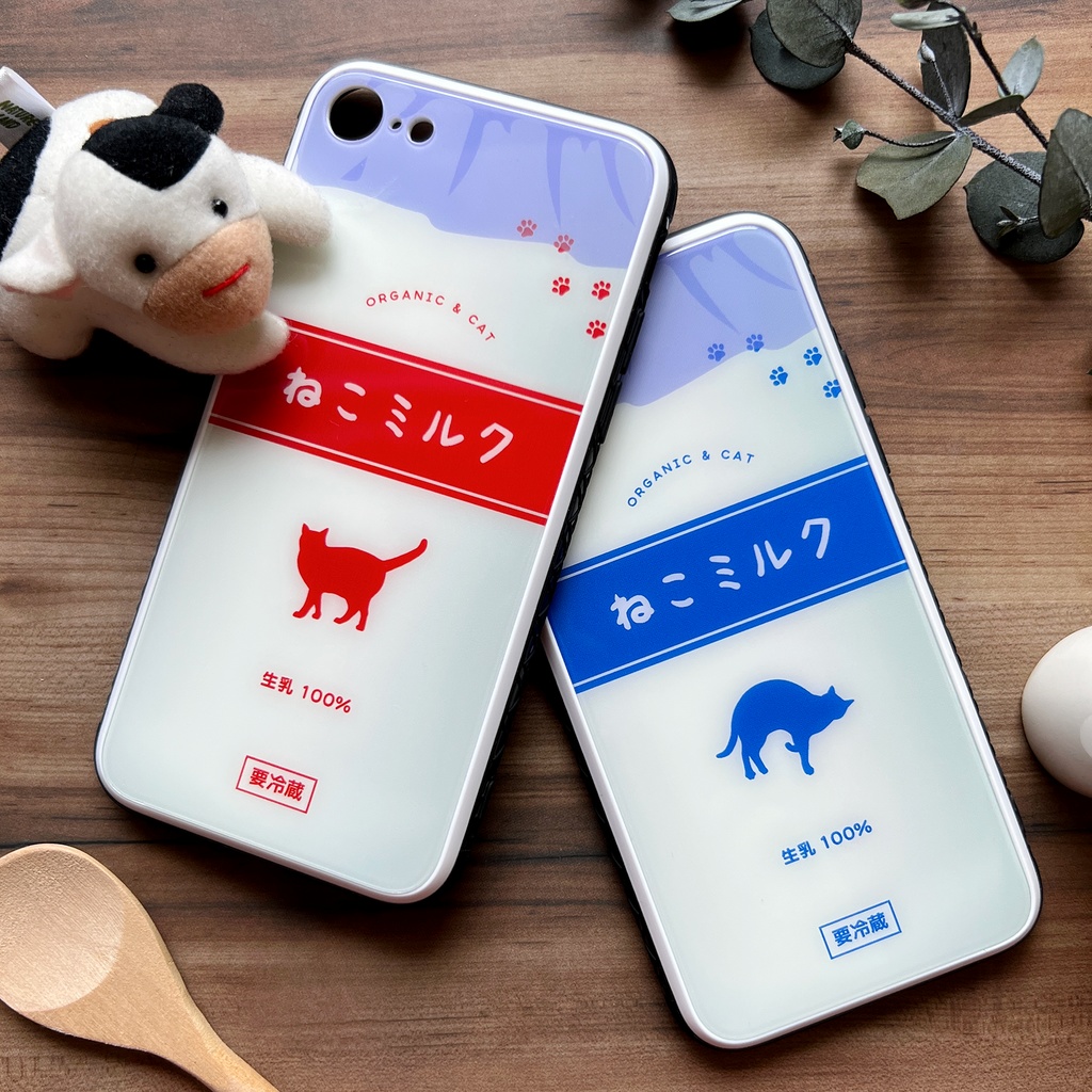 ねこミルクのガラススマホケース(長毛猫/強化ガラス) 猫 動物 黒猫 メンズ iphone15 スマホケース iphone16 iphone13 iphone14 SE 第3世代 iPhone17 Air