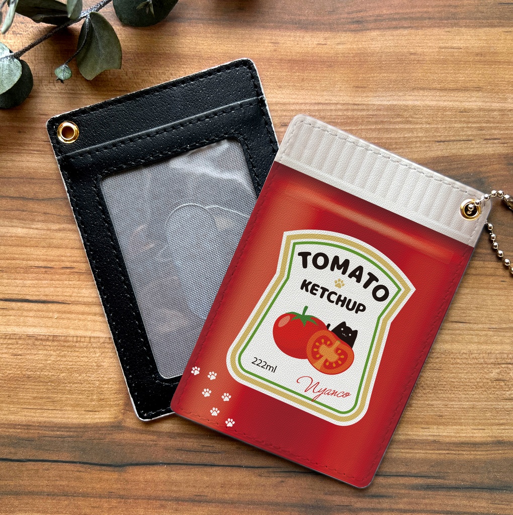 にゃんこケチャップのパスケース 猫 黒猫 定期入れ メンズ カードケース