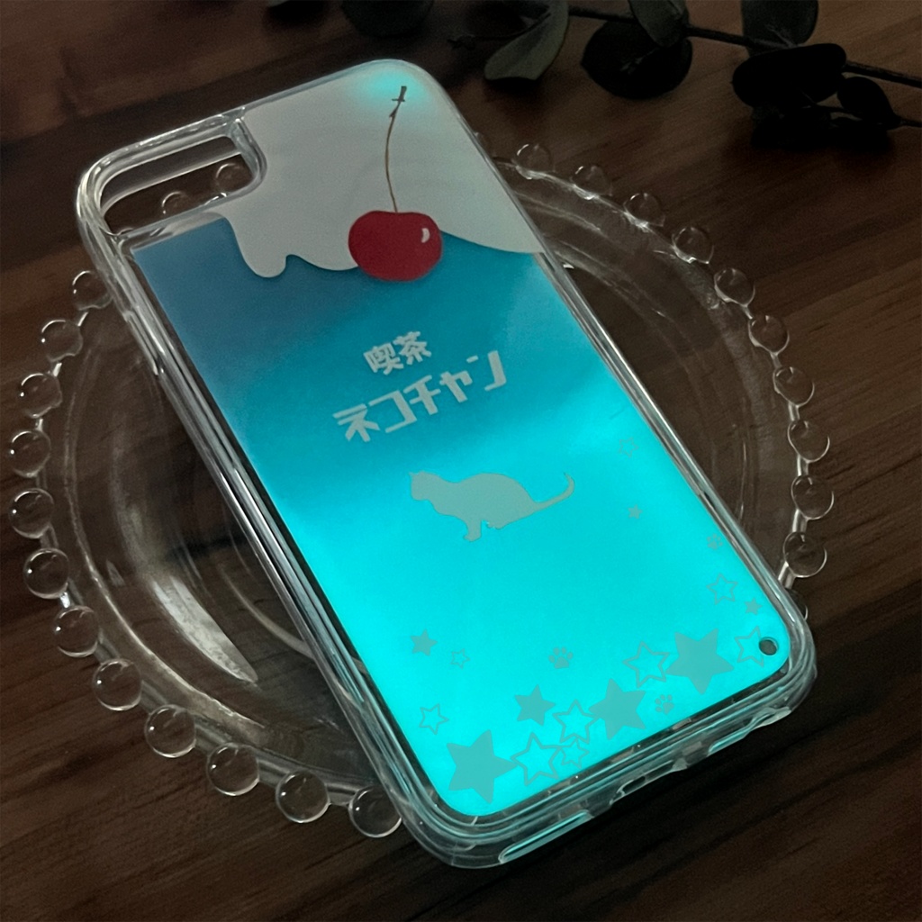 ねこねこクリームソーダのネオンスマホケース 猫 iphone15 iPhone16 iphone13 iphone14 iPhone16e XR 他
