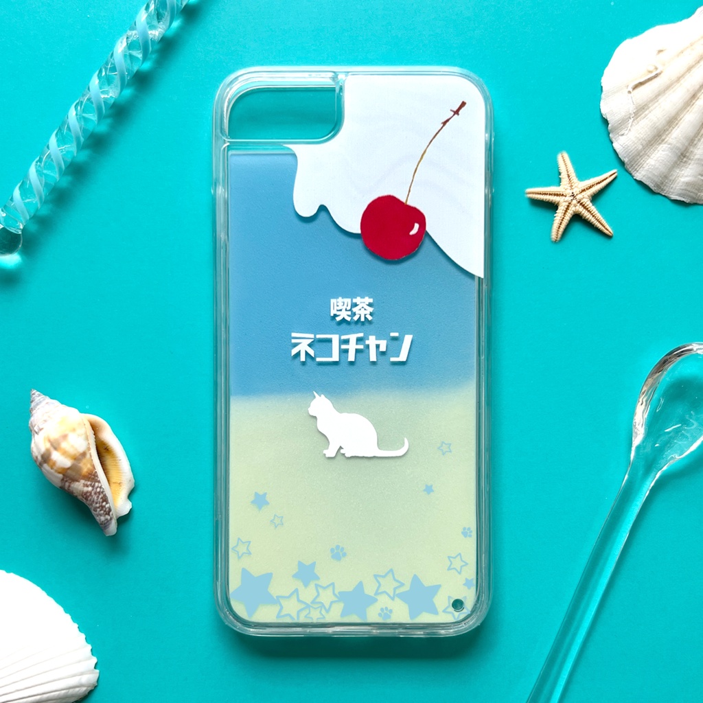 ねこねこクリームソーダのネオンスマホケース 猫 iphone15 iPhone16 iphone13 iphone14 iPhone16e XR 他
