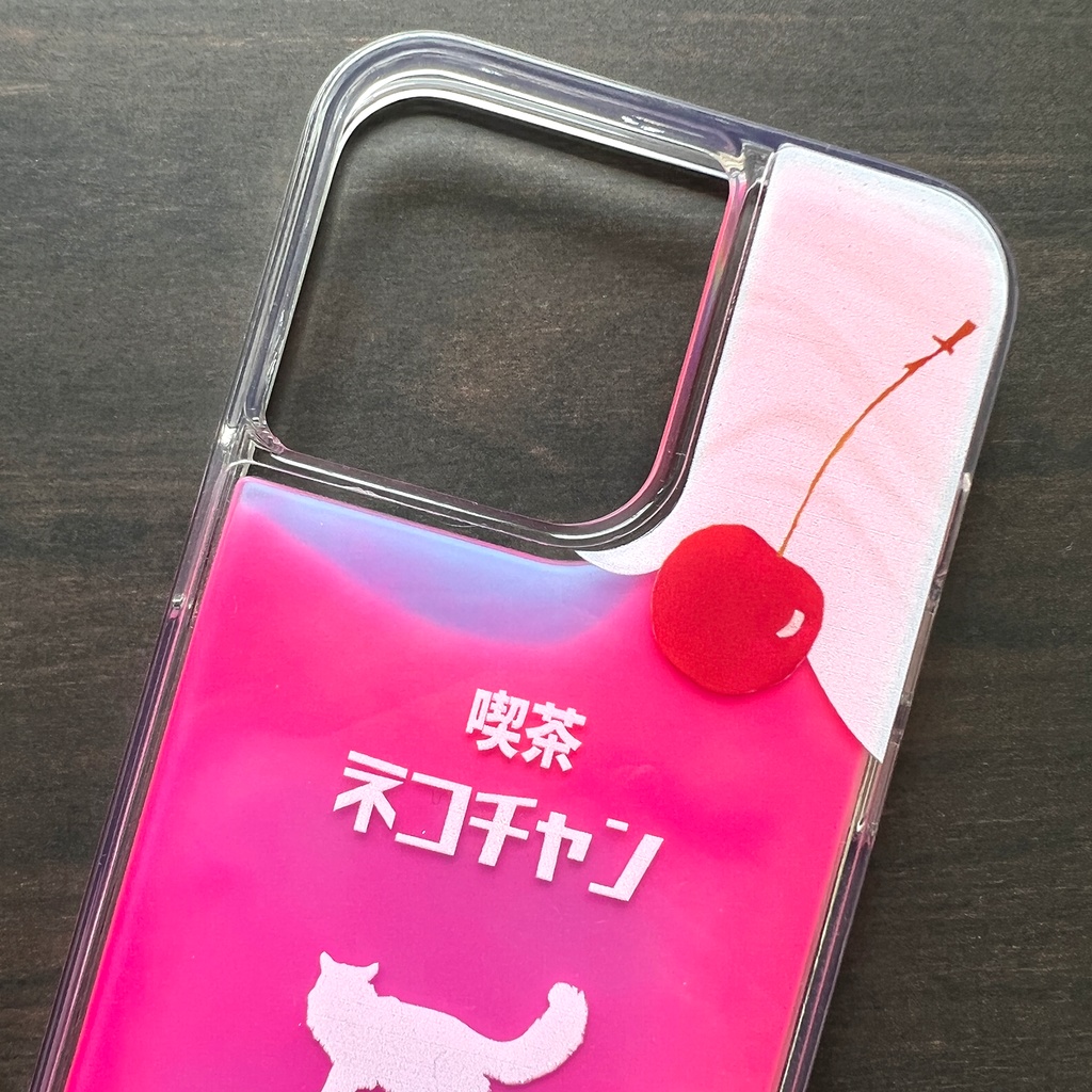 ねこねこいちごソーダのネオンスマホケース 猫 いちご iphone14 iPhone16 iphone15 iPhone16e XR 他