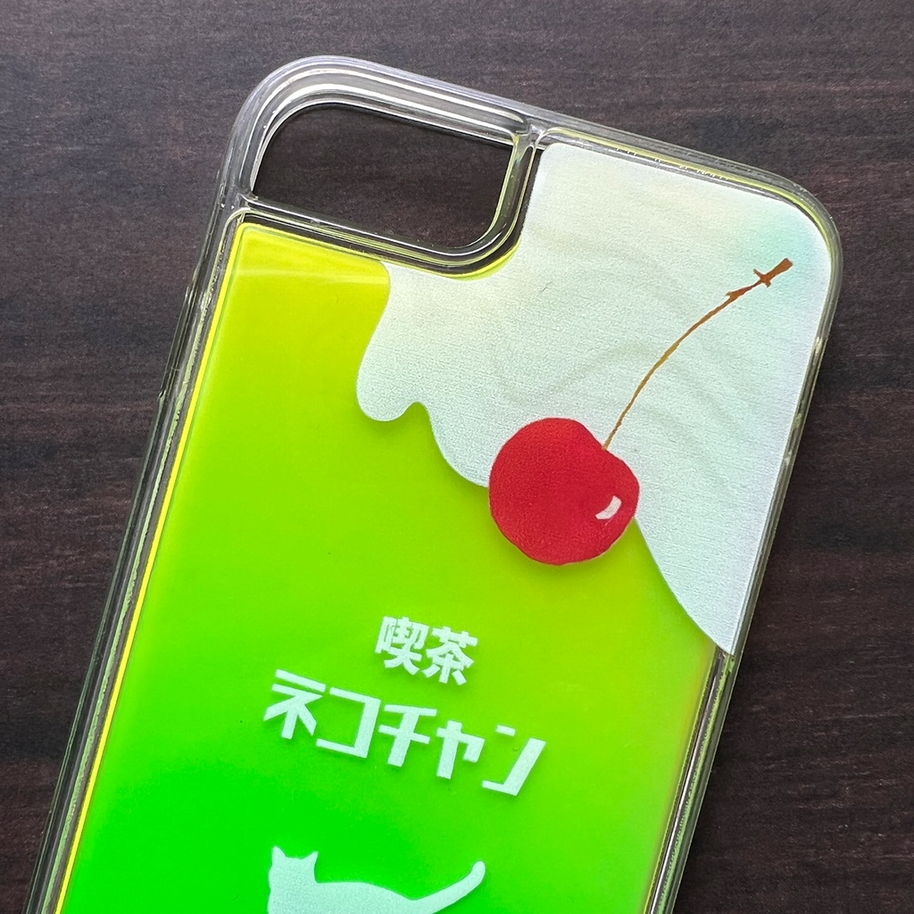 ねこねこメロンソーダのネオンスマホケース 猫 メロンソーダ iphone14 iPhone15 iphone16 iPhone16e 他