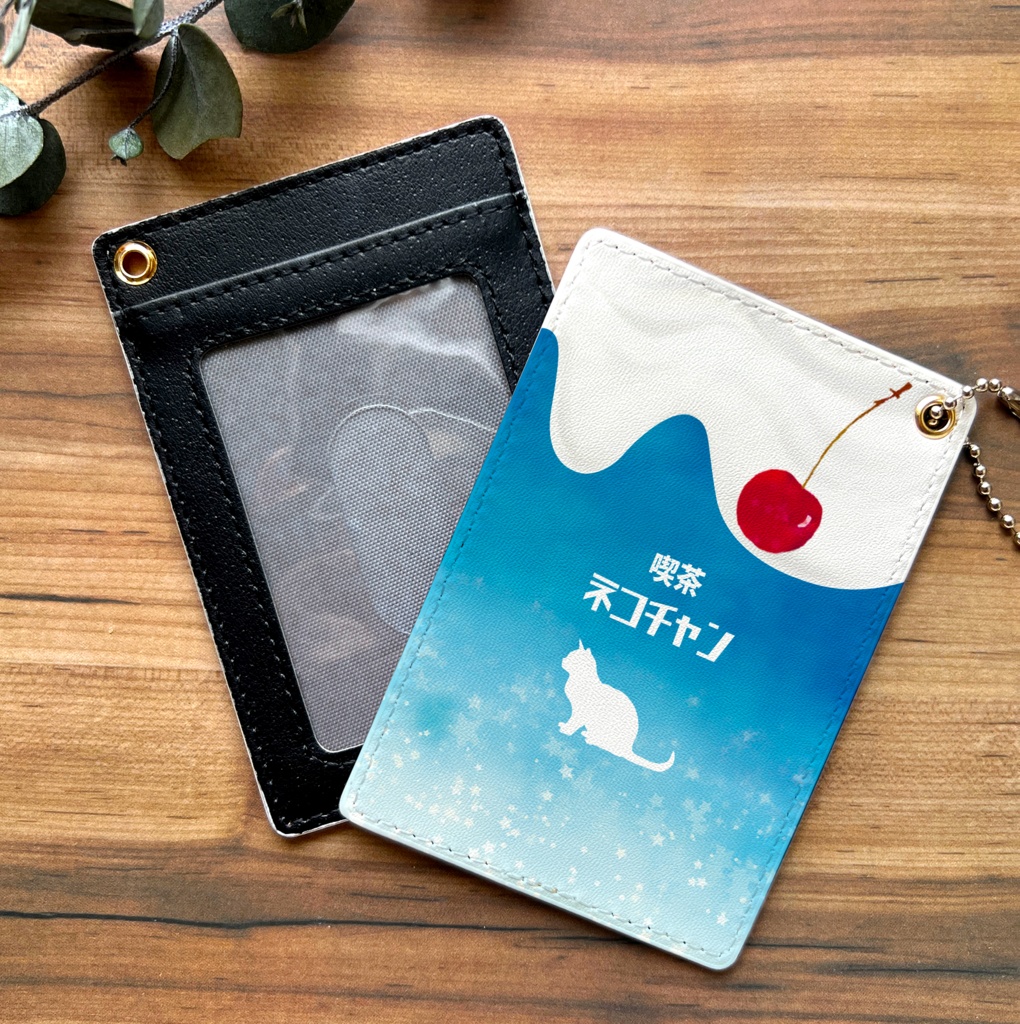 ねこねこクリームソーダのパスケース 猫 定期入れ メンズ カードケース 宇宙 星座 ソーダ