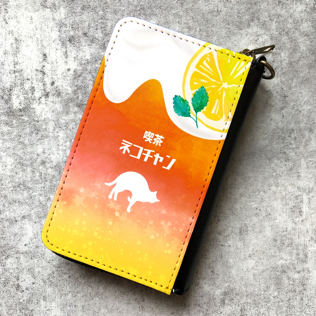 猫と夕焼けレモンティーのコインケース 紅茶 猫 コインケース 小銭入れ