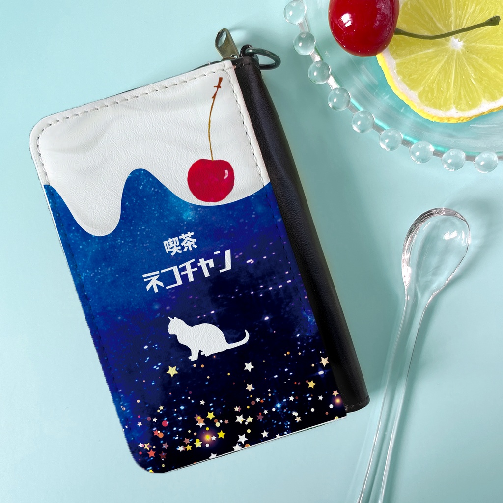 宇宙猫とクリームソーダのコインケース 猫 宇宙 コインケース 小銭入れ