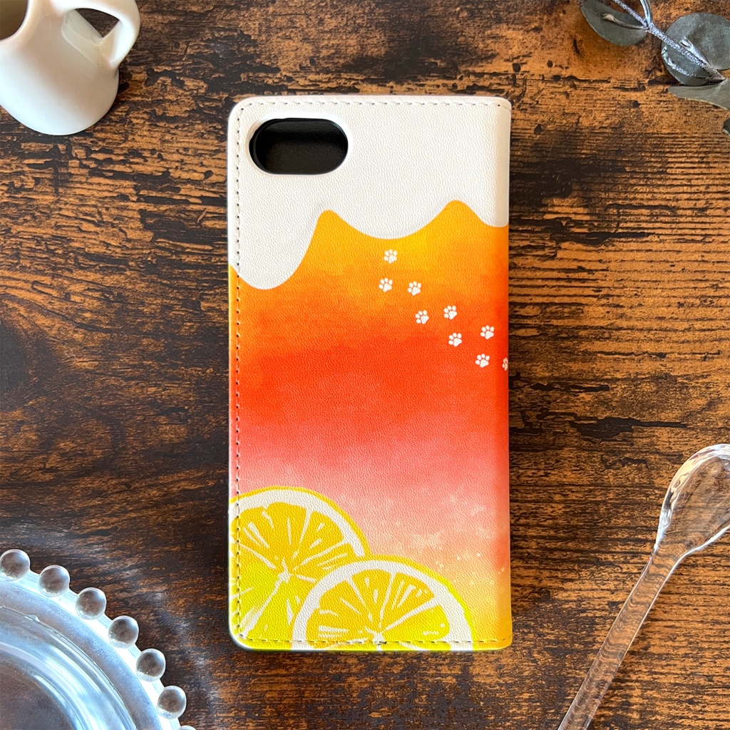 猫と夕焼けレモンティーの手帳型スマホケース iphone15 猫 黒猫 スマホケース iphone14 iphone16e