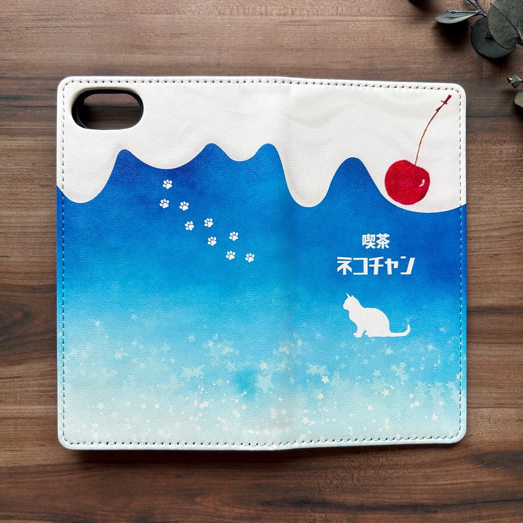 ねこねこクリームソーダの手帳型スマホケース iphone15 iPhone17 Air 猫 黒猫 スマホケース iphone14 iphone16e