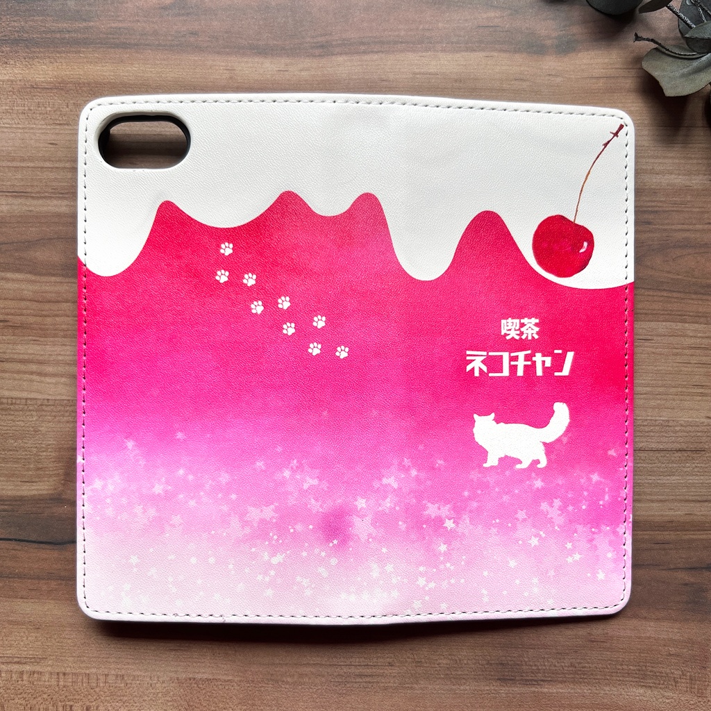 ねこねこいちごソーダの手帳型スマホケース iphone15 猫 黒猫 スマホケース iphone14 iphone16e