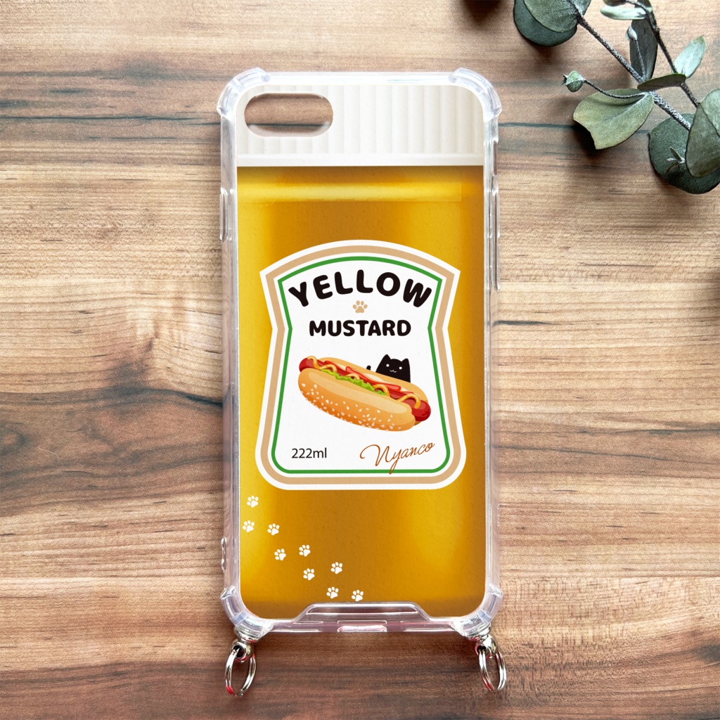 にゃんこマスタードのスマホケース(ストラップ付き)猫 スマホショルダー iphone15 iphone16 iphone14 XR iPhone17 Air iphone13 他