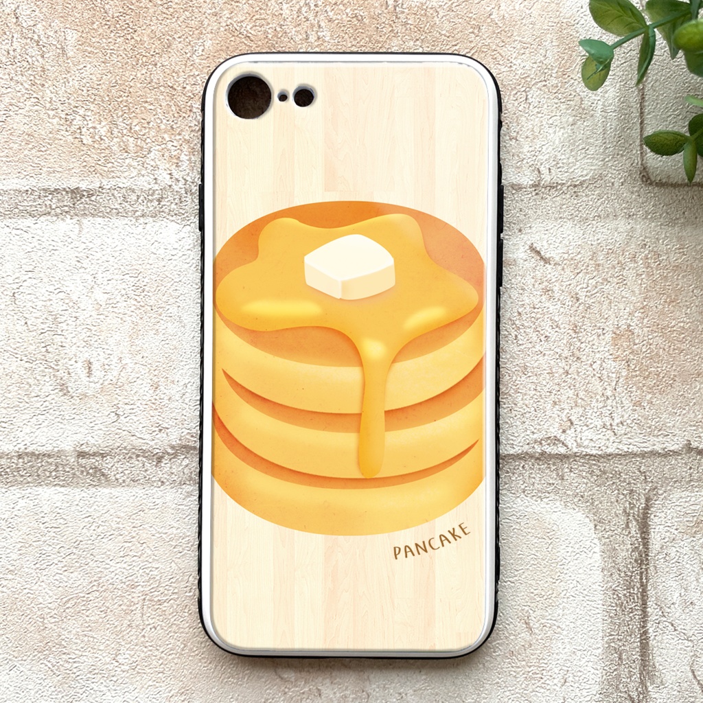 ふわふわホットケーキのスマホケース(強化ガラス) パンケーキ phone15 iphone14 iphone16 他