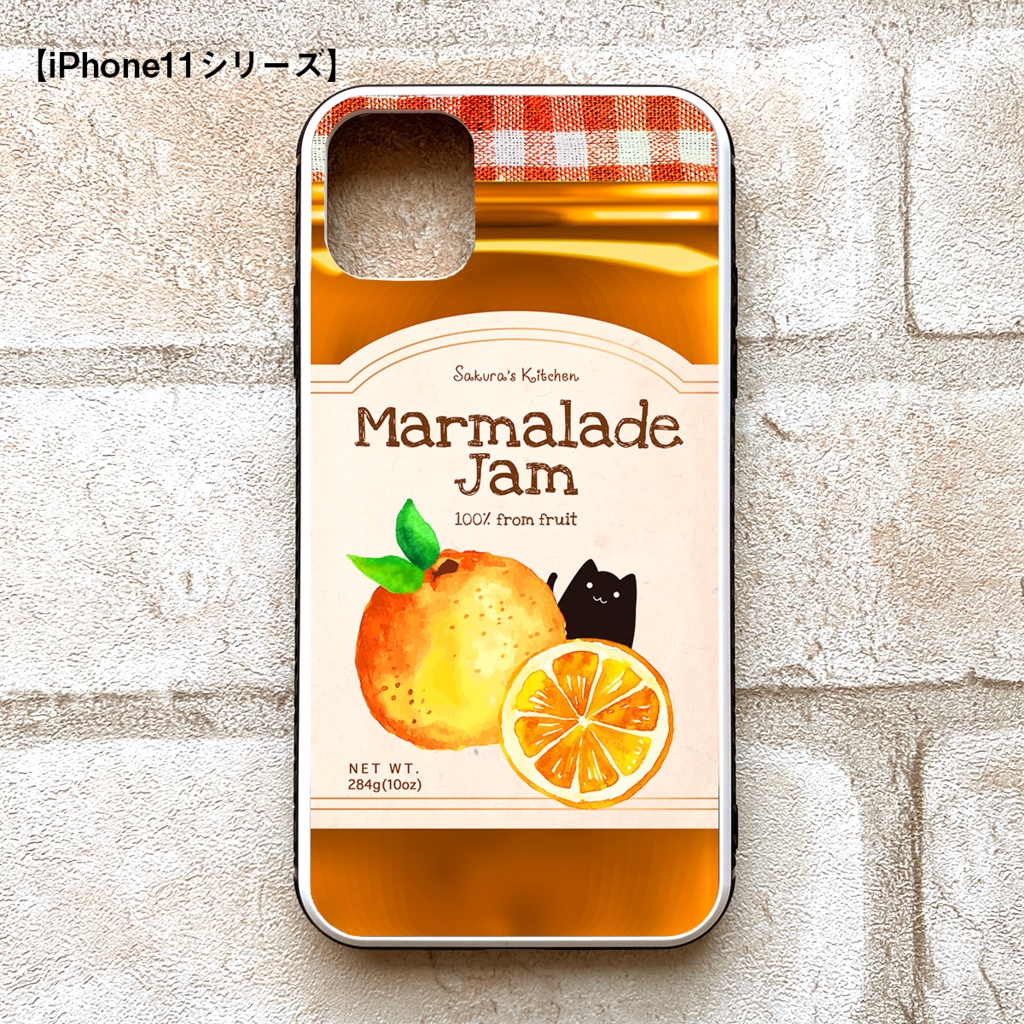 黒猫マーマレードジャムのスマホケース(強化ガラス) iphone15 猫 iphone16 iphone14 iPhone17 Air iphone13 他