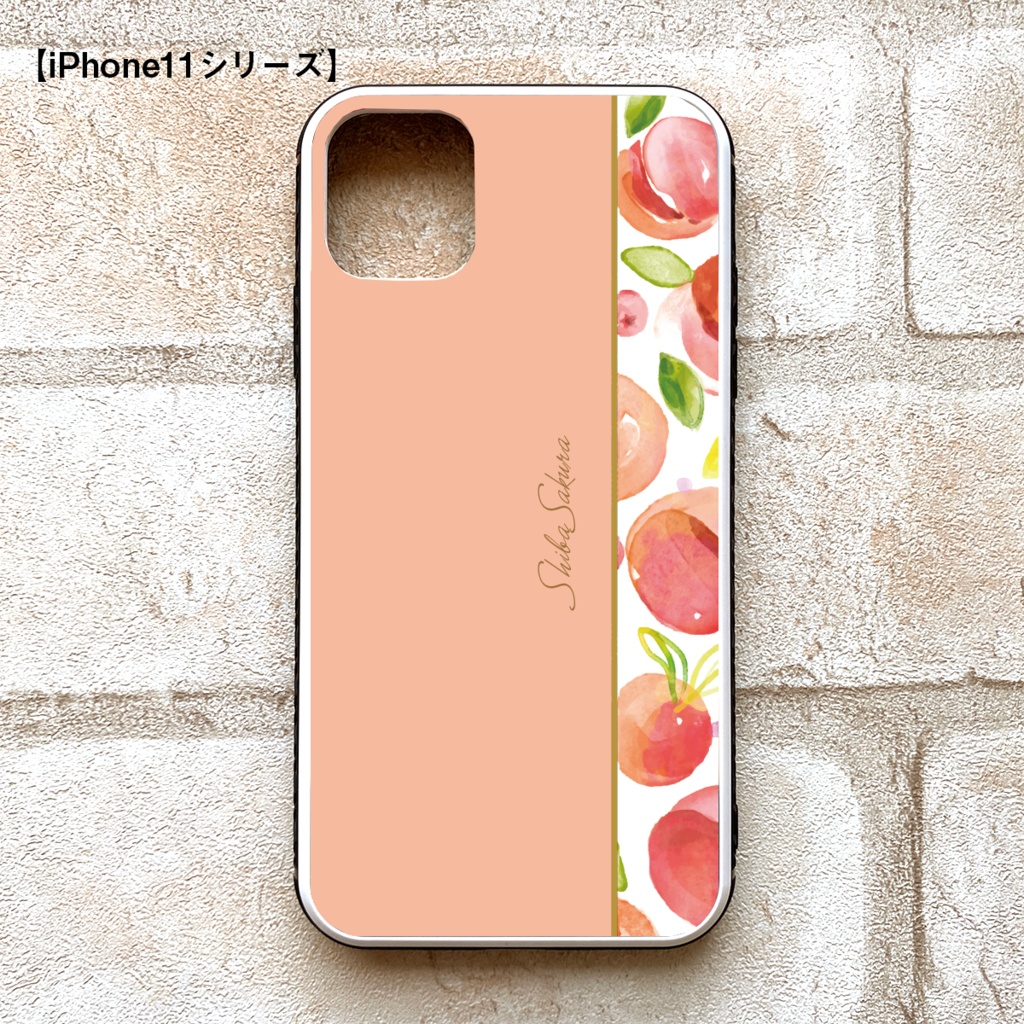 フレッシュピーチのガラススマホケース(ピーチベージュ/強化ガラス) 桃 iPhone17 Air XR iphone14 iphone13 iphone16 他 iphone15