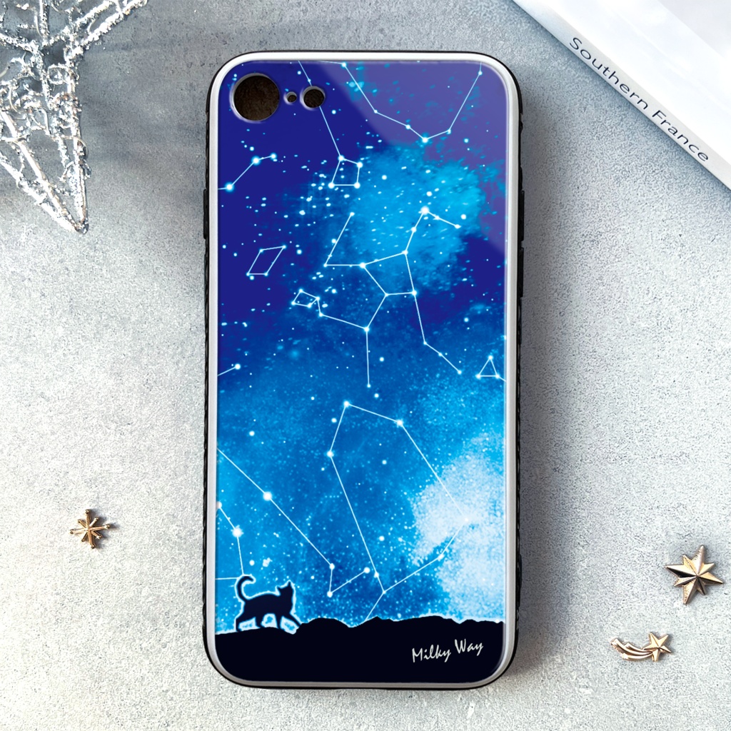 猫と星座のiphoneケース（強化ガラス） 猫 宇宙 黒猫 スマホケース iPhone17 Air iphone14 iphone13 iphone15 iphone16 他