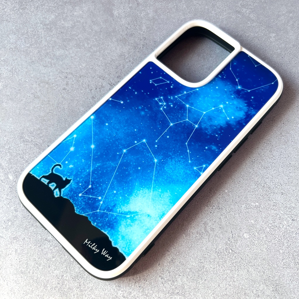 猫と星座のiphoneケース(強化ガラス) 猫 宇宙 黒猫 スマホケース iPhone17 Air iphone14 iphone13 iphone15 iphone16 他