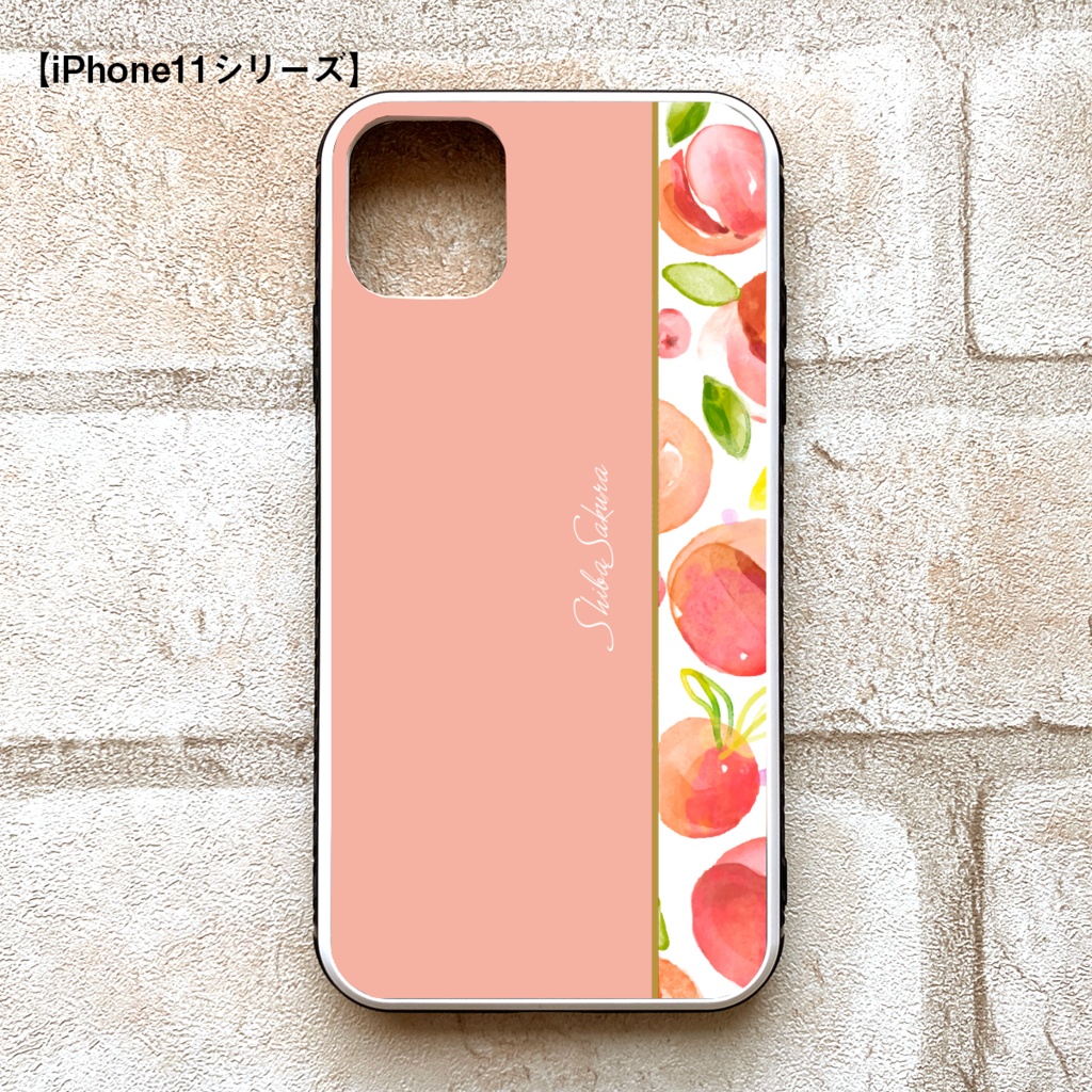フレッシュピーチのガラススマホケース(ピーチミルク/強化ガラス) 桃 iPhone17 Air iphone13 XR iphone14 iphone16 iphone15 他