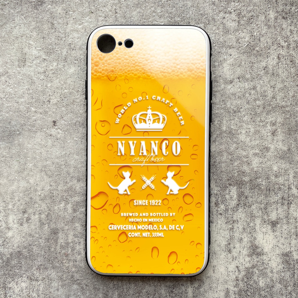 ビールにゃんこのスマホケース(強化ガラス) 猫 iPhone14 iphone13 メンズ スマホケース ビール iphone16 iphone15 他