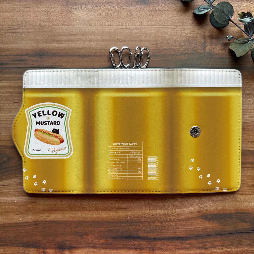 にゃんこマスタードのキーケース 猫 黒猫 キーケース イエロー メンズ