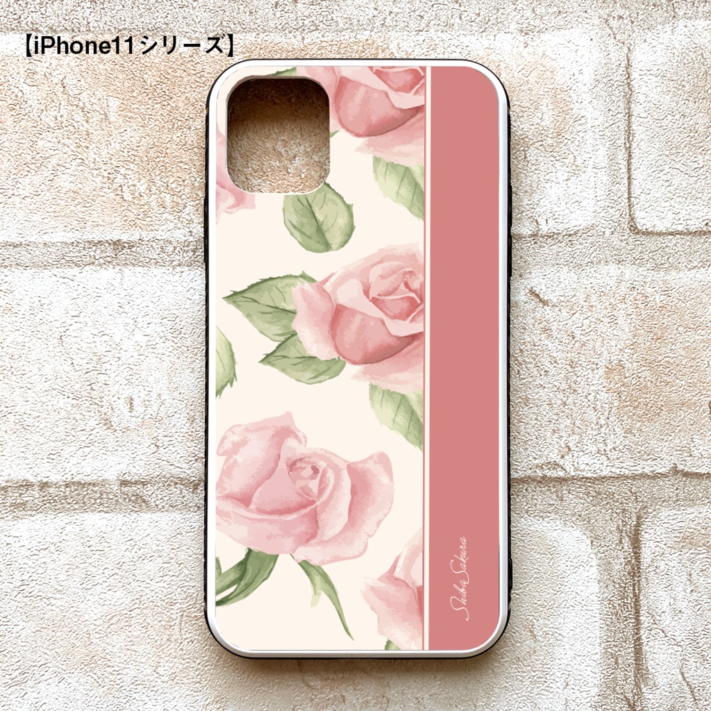 ピンクローズのスマホケース 強化ガラス iphone14 iphone16 iphone13 iPhone17 Air 他 バラ スマホケース iphone15