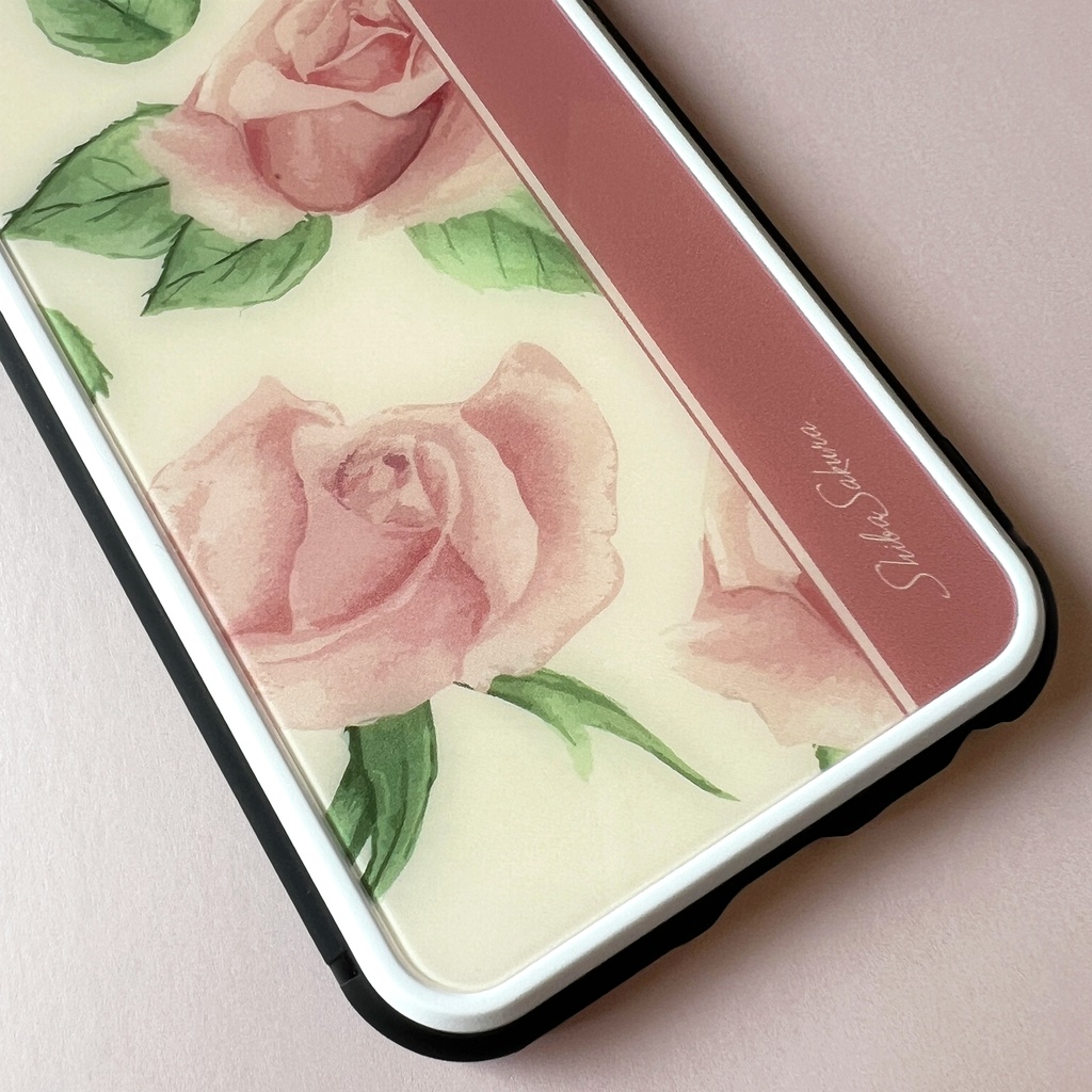 ピンクローズのスマホケース 強化ガラス iphone14 iphone16 iphone13 iPhone17 Air 他 バラ スマホケース iphone15