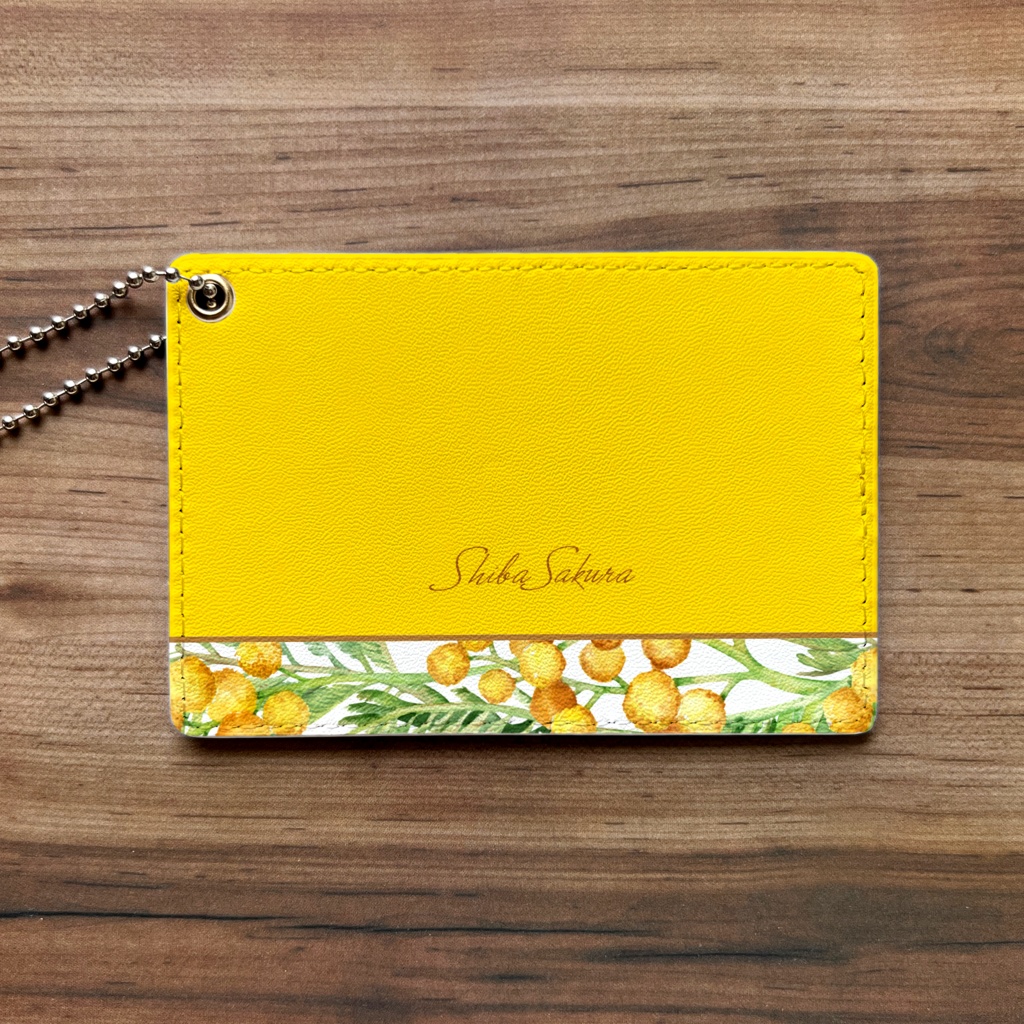 ミモザのパスケース(イエロー) ミモザ 花 定期入れ カードケース