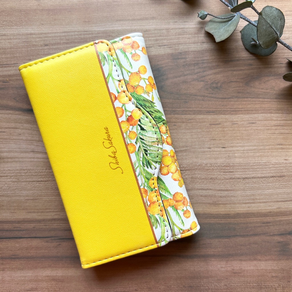 ミモザのキーケース(イエロー) 花 春 冬 ミモザ イエロー キーケース