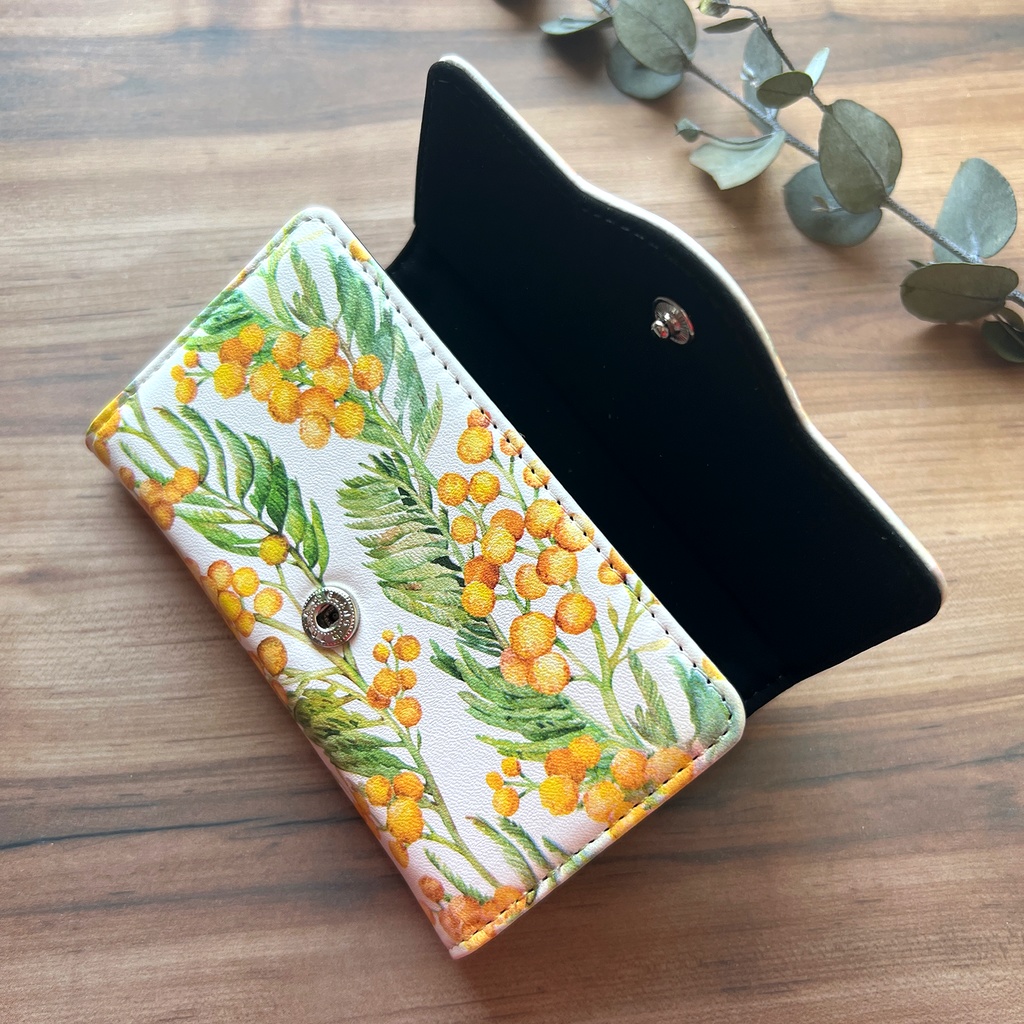 ミモザのキーケース(ウォームオレンジ) 花 春 冬 ミモザ イエロー キーケース