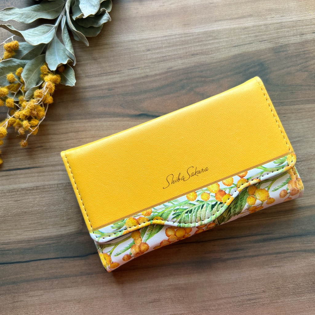 ミモザのキーケース(ウォームオレンジ) 花 春 冬 ミモザ イエロー キーケース