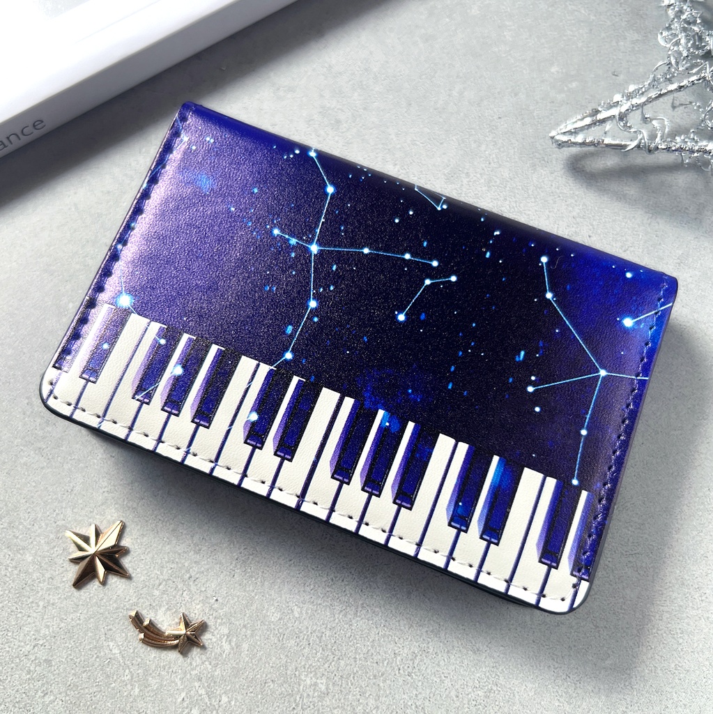 宇宙とピアノの名刺ケース ピアノ 音楽 メンズ カードケース 名刺入れ 宇宙 銀河 星座