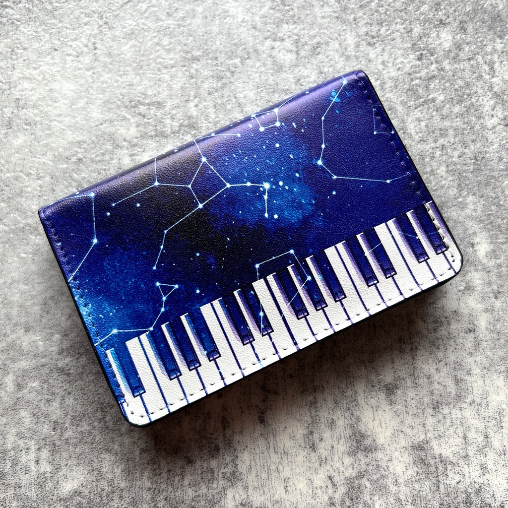 宇宙とピアノの名刺ケース  ピアノ 音楽 メンズ カードケース 名刺入れ  宇宙 銀河 星座
