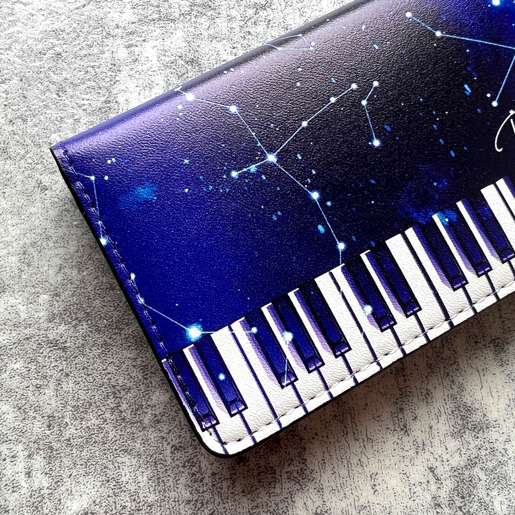 宇宙とピアノの名刺ケース  ピアノ 音楽 メンズ カードケース 名刺入れ  宇宙 銀河 星座