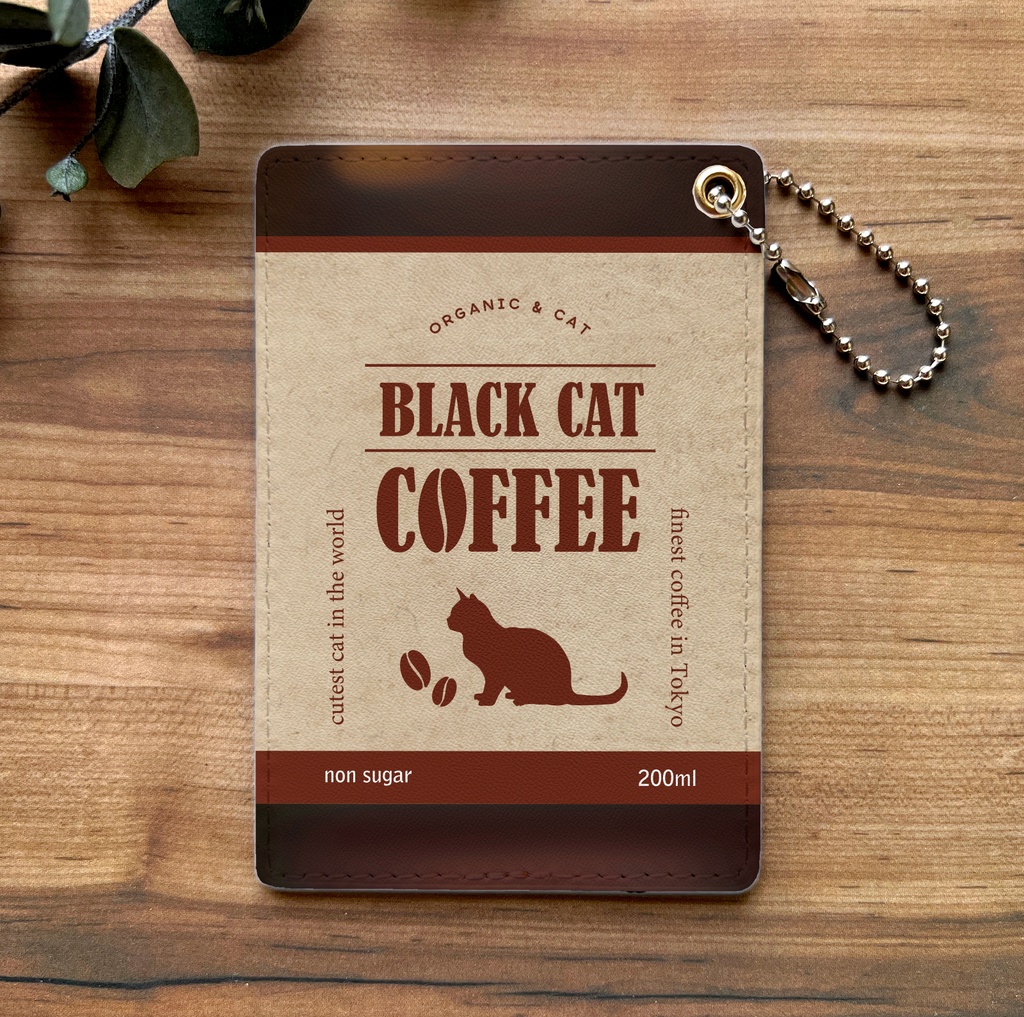にゃんこコーヒーのパスケース 猫 定期入れ メンズ カードケース バレンタイン コーヒー