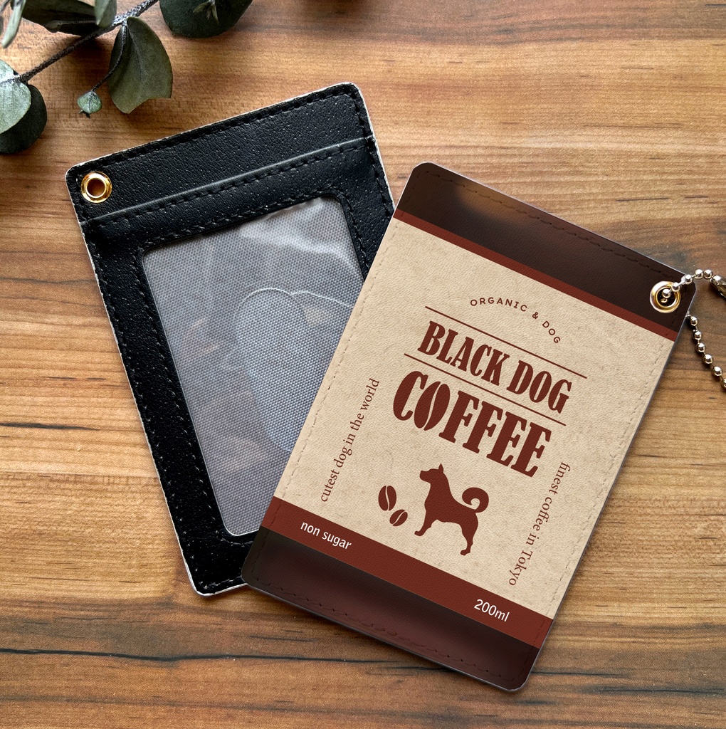 わんこコーヒーのパスケース 犬 柴犬 定期入れ メンズ カードケース バレンタイン コーヒー