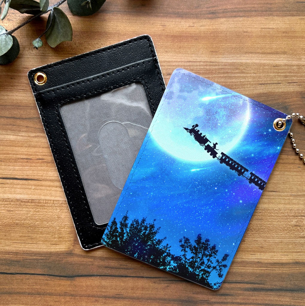銀河鉄道の猫 パスケース 猫 定期入れ メンズ カードケース 黒猫 宇宙 星座