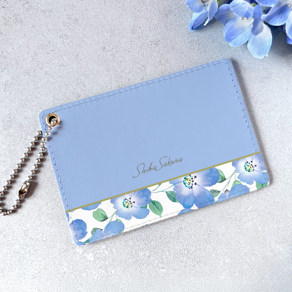 ネモフィラのパスケース（ベビーブルー） ネモフィラ 花 定期入れ カードケース