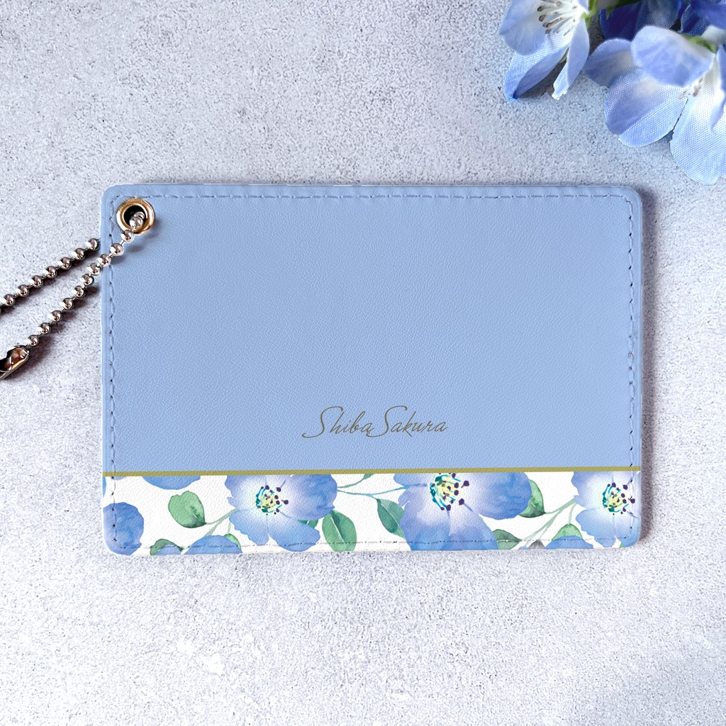 ネモフィラのパスケース(ベビーブルー) ネモフィラ 花 定期入れ カードケース