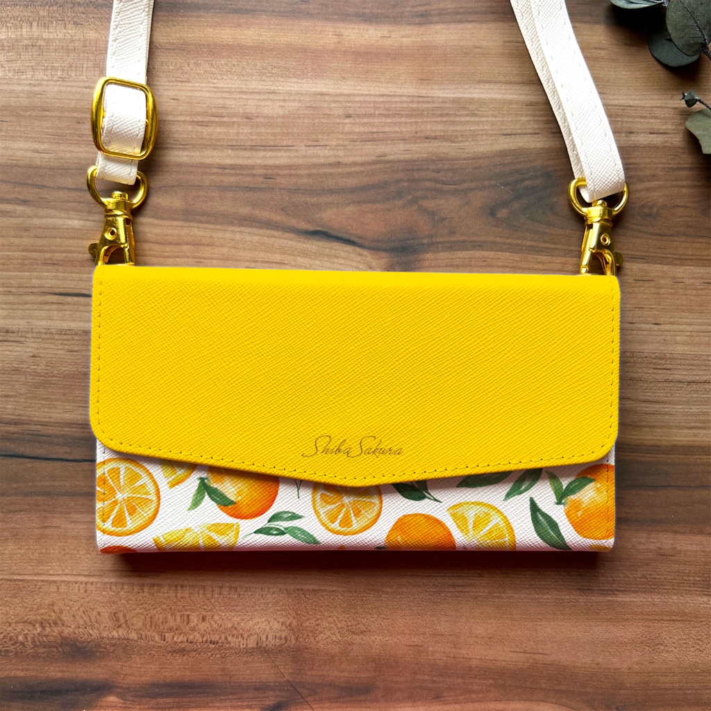 ネーブルオレンジの三つ折り手帳型スマホケース 全機種対応 手帳型 スマホケース iphone Android みかん iphone16 iphone15 iPhone16e