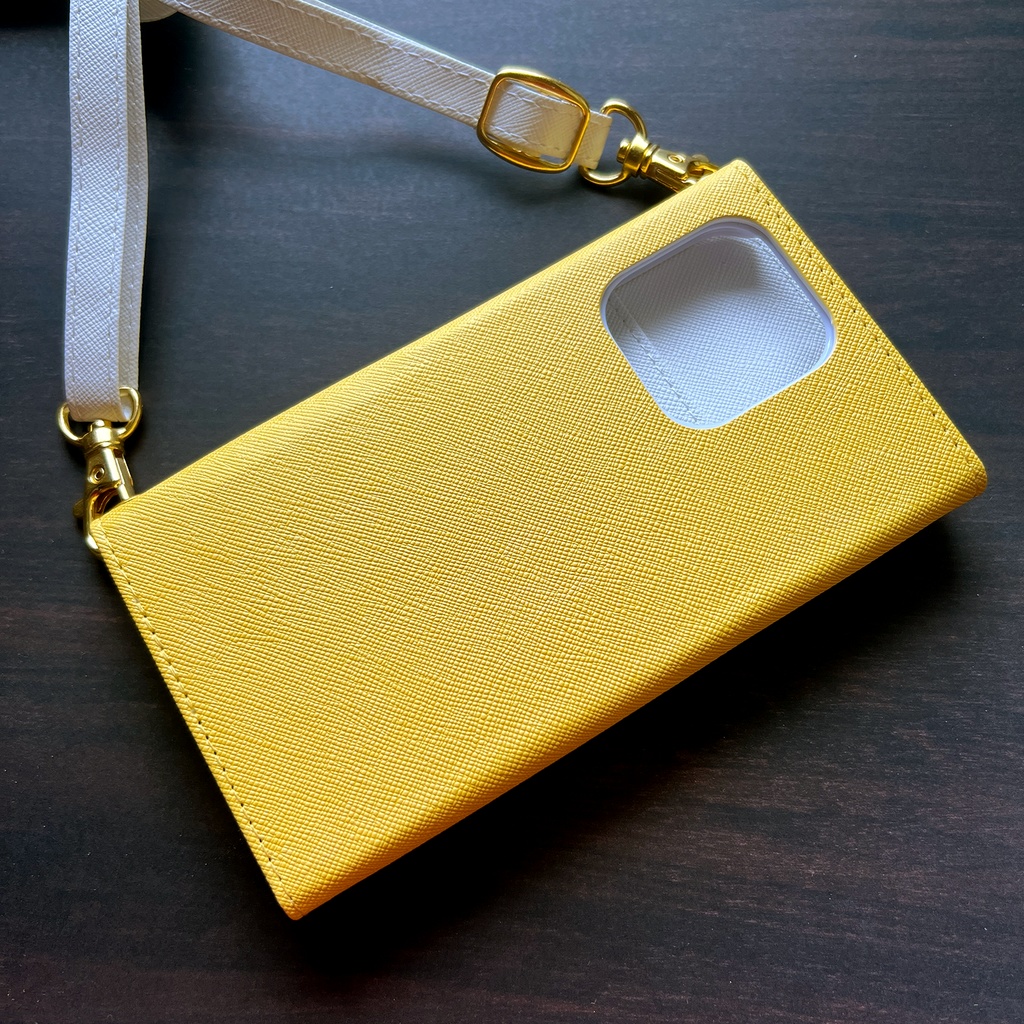 ミモザの三つ折り手帳型スマホケース(イエロー) 全機種対応 ミモザ 手帳型 スマホケース iphone Android iphone16 iphone15 iPhone16e