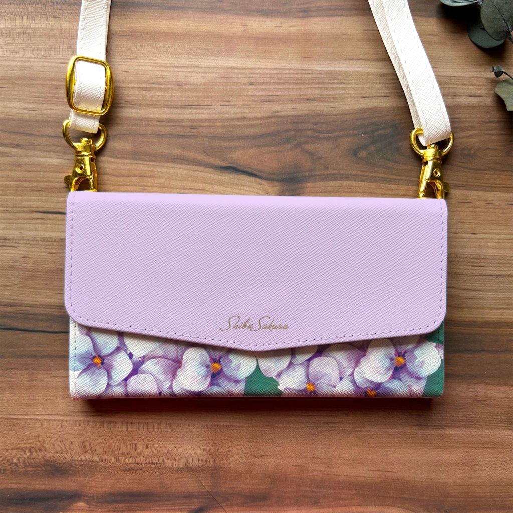 梅雨の紫陽花の三つ折り手帳型スマホケース(薄紫) 全機種対応 スマホケース iphone Android 夏 アジサイ iphone16 iphone15 iPhone16e