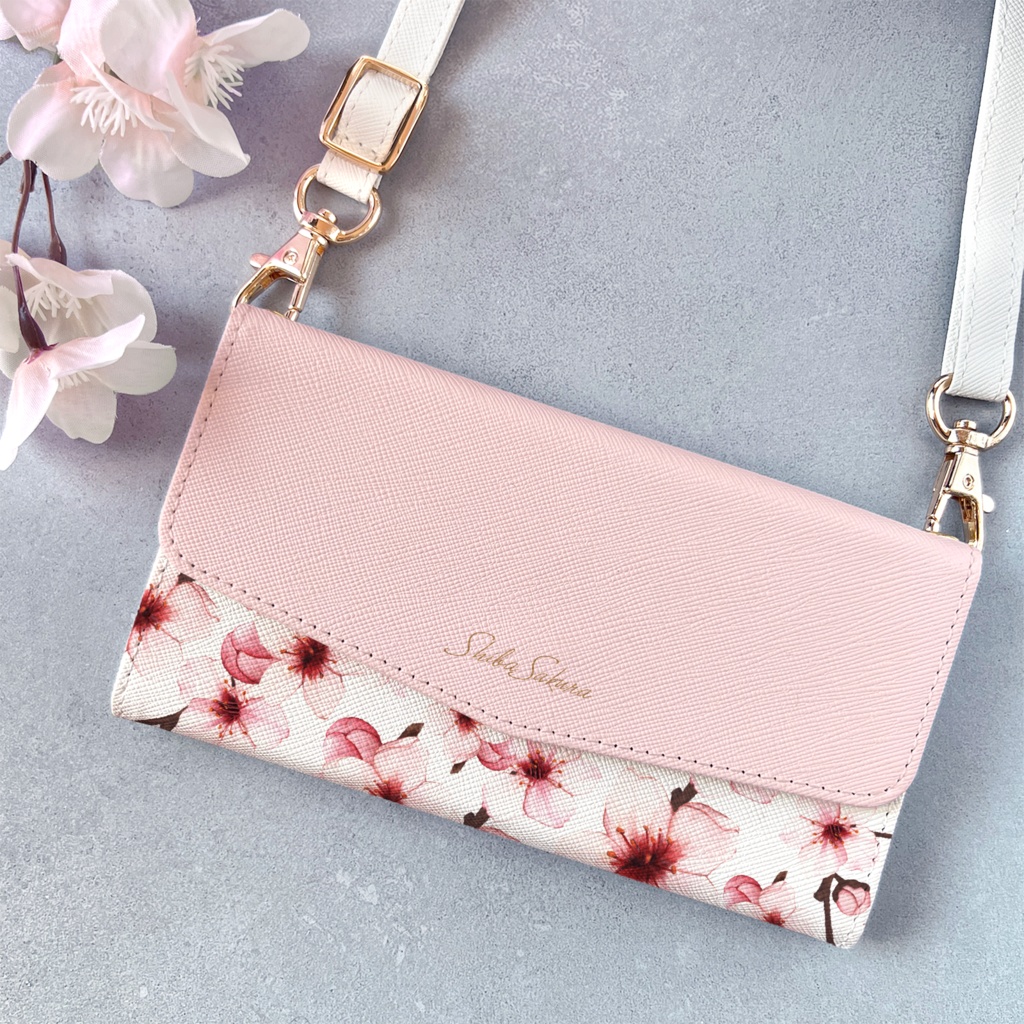 ソメイヨシノの三つ折り手帳型スマホケース 全機種対応 手帳型 スマホケース iphone Android 桜 春 iphone16 iphone15 iPhone16e