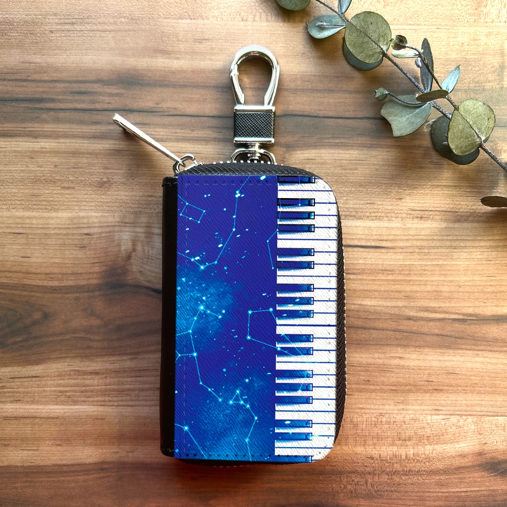 宇宙とピアノのスマートキーケース 音楽 ピアノ メンズ キーケース 宇宙 星座