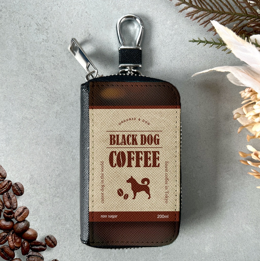 わんこコーヒーのスマートキーケース 犬 柴犬 コーヒー メンズ キーケース 喫茶店