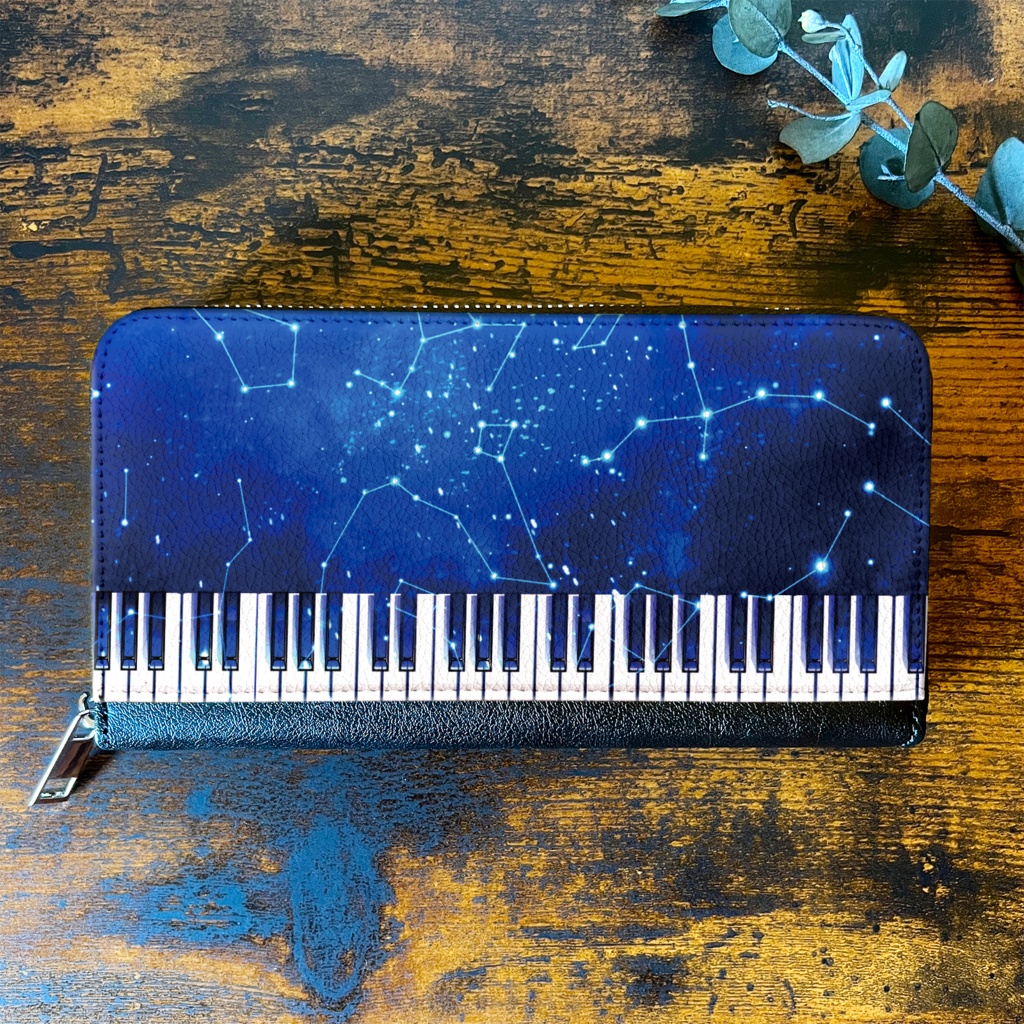 宇宙ピアノの長財布 ピアノ 音楽 メンズ 財布 長財布 宇宙 銀河 星