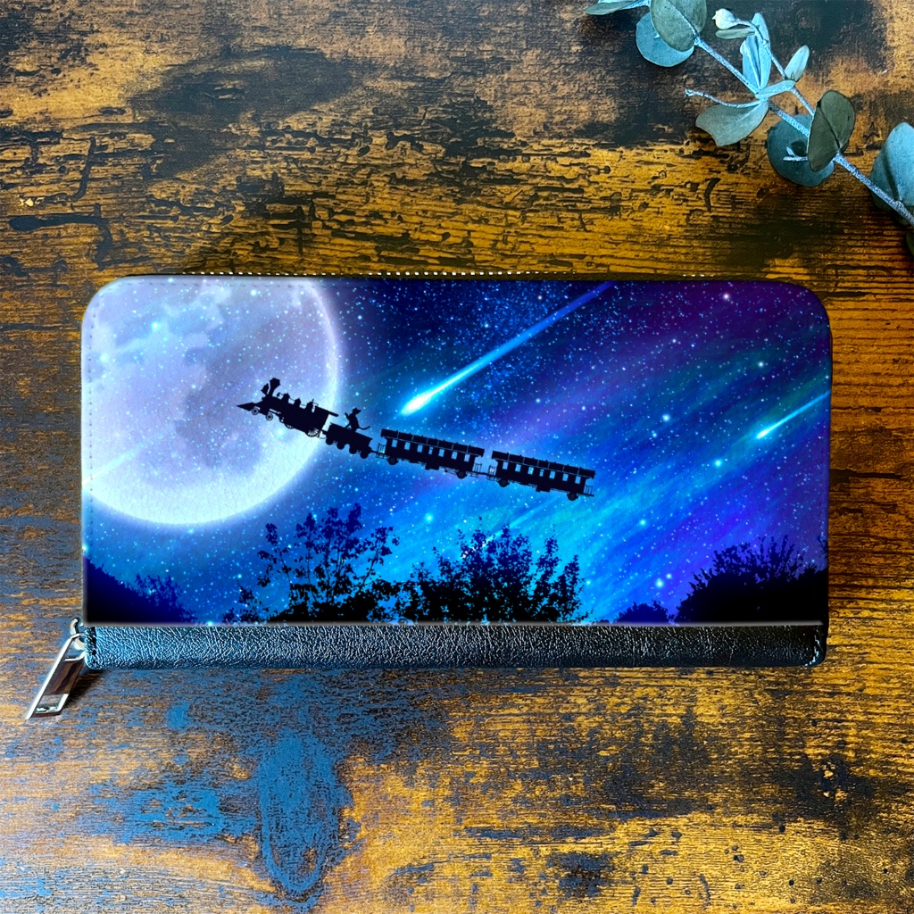 銀河鉄道の猫 長財布 メンズ 財布 長財布 宇宙 銀河 星 猫