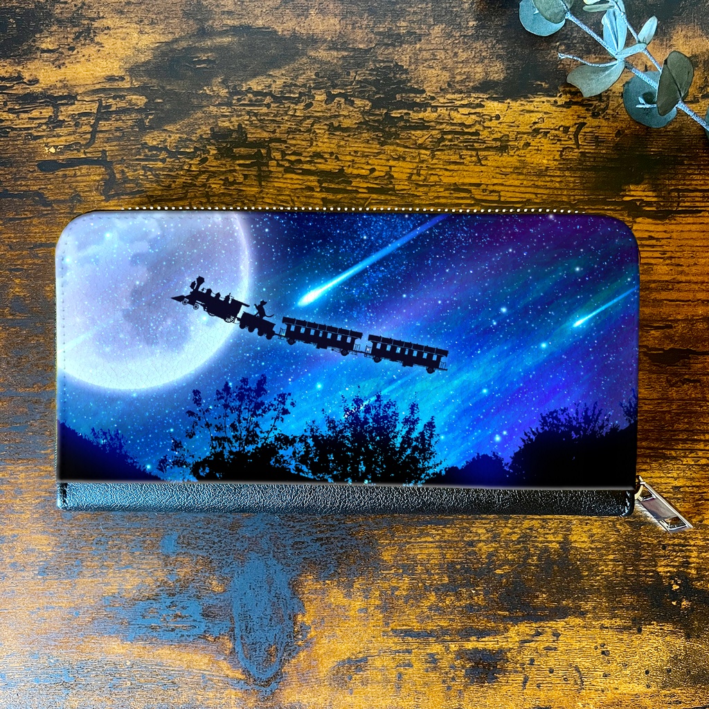 銀河鉄道の猫 長財布 メンズ 財布 長財布 宇宙 銀河 星 猫