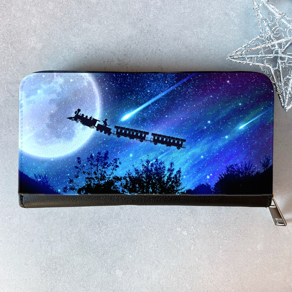 銀河鉄道の猫 長財布 メンズ 財布 長財布 宇宙 銀河 星 猫